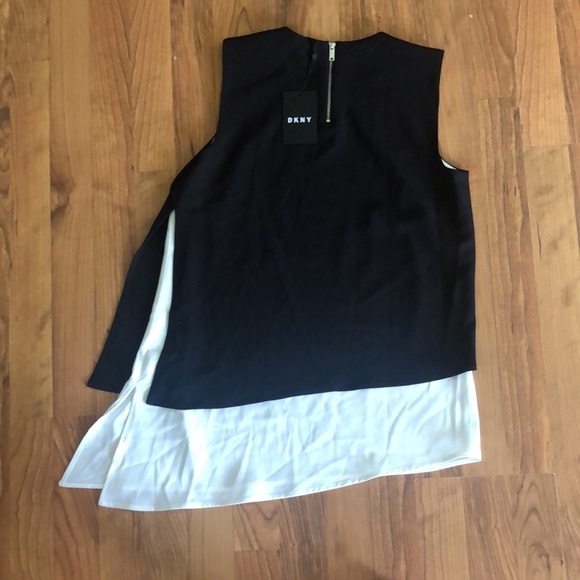 DKNY Womens Black Layered-look Asymmetrical - Picture 3 of 3